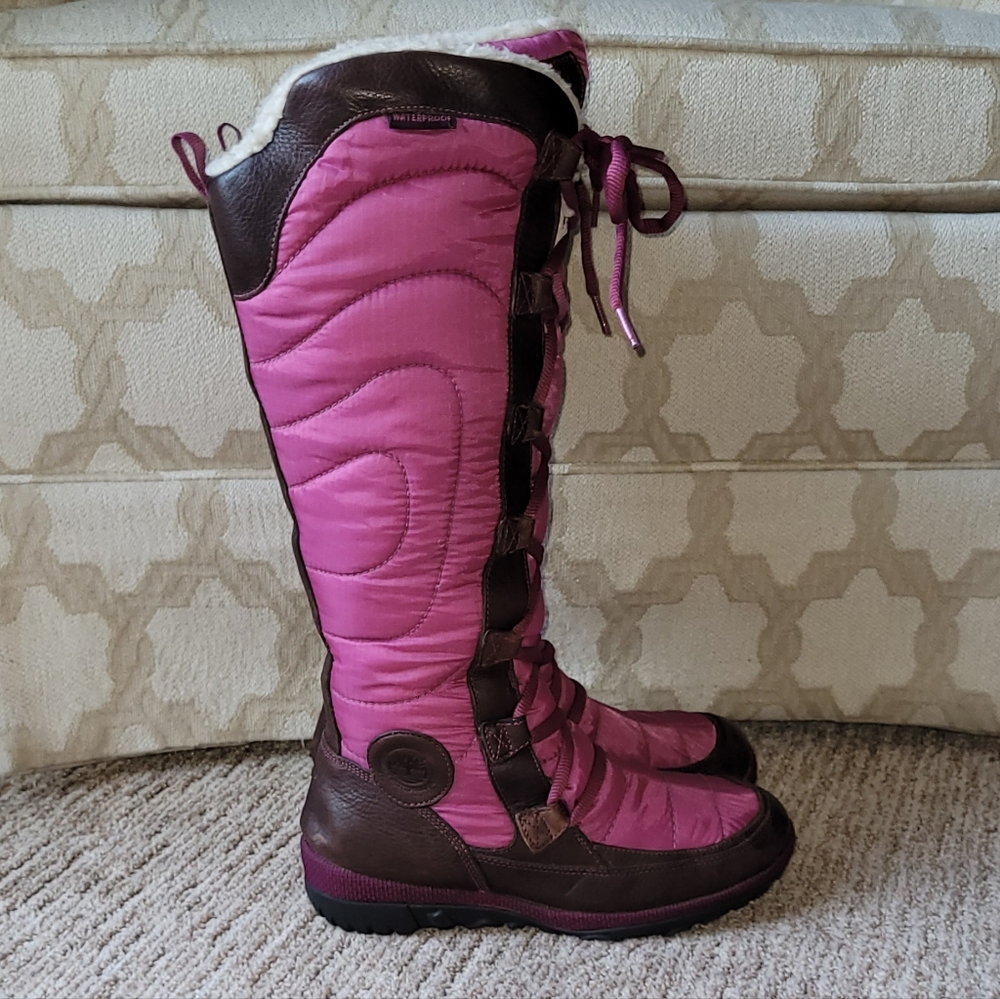 TIMBERLAND CASTLE MOUNTAIN LACE-UP TALL QUILTED WINTER BOOTS SMARTWOOL SZ 7 M